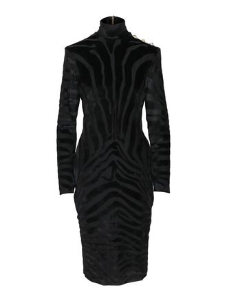 Balmain Zebra-Pattern Midi Dress
