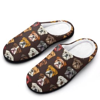 Generic Bulldog Womens Slippers Warm House Slippers Indoor House Shoes with Anti-Skid Rubber Sole