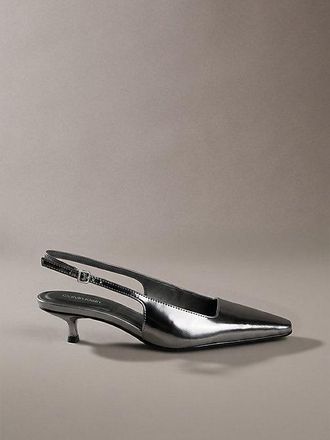 Calvin Klein Zapatos De Piel Met&aacute;lica Con Tal&oacute;n Descubierto Y Tac&oacute;n Kitten