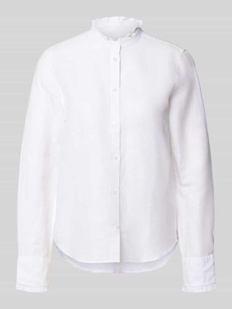 GANT Regular Fit Bluse aus Leinen-Baumwoll-Mix mit Stehkragen in Weiss, Gr&ouml;&szlig;e 34