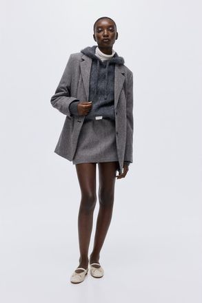 H&M Long Blazer in Gray Melange at Nordstrom, Size Xx-Small