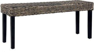 vidaXL Vidaxl - Banco De Rat&aacute;n Kubu Y Madera Maciza De Caoba Negro 110 Cm