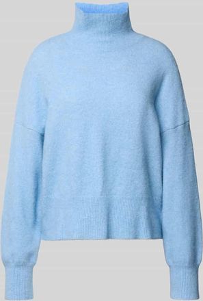 Samsøe & Samsøe Strickpullover aus Woll-Mix mit Stehkragen Modell NOLA in Hellblau, Größe XL