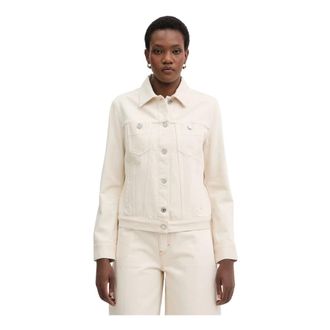 Trussardi Jassen, Dames, Beige, S, Katoen, Slim-fit spijkerjack van katoen