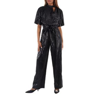 Stella McCartney Stella Mccartney Ladies Black Woodgrain Print Lurex Jumpsuit, Brand Size 40 (US Size 6)