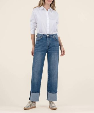 Kut from the Kloth Sienna High Rise Wide Leg Roll Up Jeans In Alert