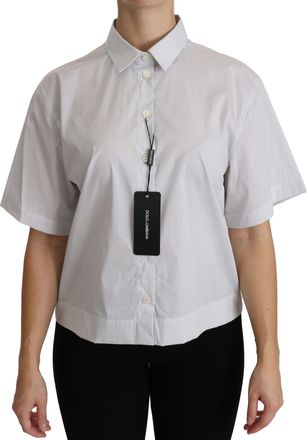 Dolce & Gabbana White Collared Short Sleeve Polo Shirt Womens Top