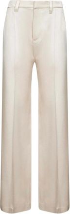 Brunello Cucinelli Brunello Cucinelli, Wide Trousers, female, White, Size: M Wide Leg White Trousers with Creases