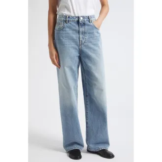 R&oacute;he Bruun Baggy Wide Leg Jeans in Classic Blue at Nordstrom, Size 38