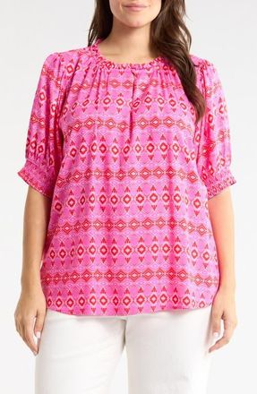 Sugarlips Mirany Ikat Print Top in Fuchsia-Red-Multi at Nordstrom, Size 3X