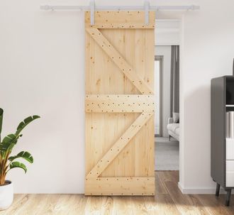 vidaXL Vidaxl - Puerta Corredera Con Herrajes Madera Maciza De Pino 80x210 Cm