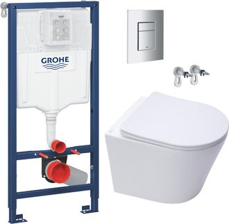 GROHE Bastidor Wc + Wc Sin Brida Sat Con Fijaci&oacute;n Oculta + Placa Cromada (rapidsl-infinitio-1-de) - Grohe