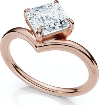 Pompeii3 1Ct V Asscher Cut Diamond Engagement Ring 14k Gold or Platinum Lab Grown EF/VS