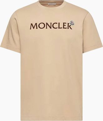 Moncler Mens Classic Logo T-Shirt Beige - Cream - Size: 44