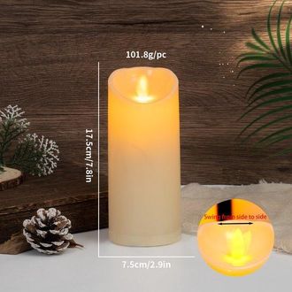 OEM Velas, 1 Unidad, Vela Exterior Impermeable Con Luz Led, Inal&aacute;mbrica Y Segura, 7,5 X 17,5 Cm, Vela Led Intermitente, Pl&aacute;stico (pilas No Incluidas)