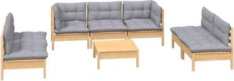 vidaXL Juego De Muebles De Jard&iacute;n 8 Pzas Y Cojines Madera Maciza Pino Vidaxl