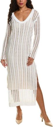 Brunello Cucinelli White Open-Knit Long Dress, Size X-Small
