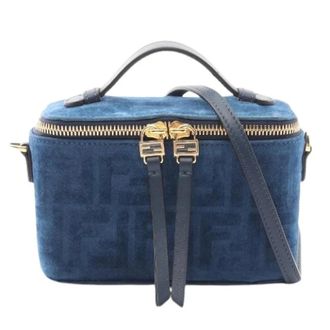 Fendi Pre-owned Vanity FF Flocked Denim 2way Handbag - Dames - Pre-owned - Blauw - Maat: ONE Size Denim
