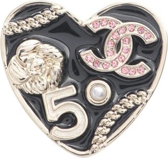 Chanel Pre-owned Jewellery, female, Multicolor, Size: ONE SIZE Pre-owned Vintage Heart Brooch with CC Logo and Number 5