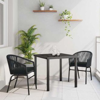 vidaXL Conjunto De Comedor De Jard&iacute;n 3 Pcs Negro Polirat&aacute;n Vidaxl
