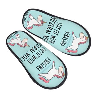 Generic Home Slippers Cute Horse Doing Yoga Pose Pattern Fluffy Slippers Soft Casual Slides For Party Travel Winter M
