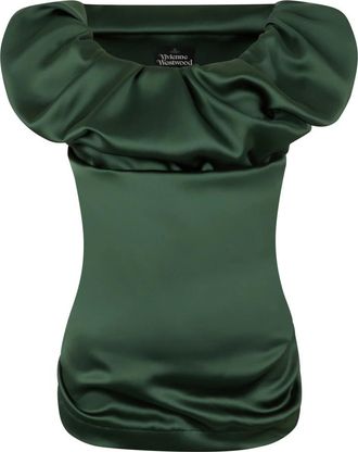 Vivienne Westwood Mouwmloze Top - Dames - Blouses - Groen - M - Polyester - Overhemden