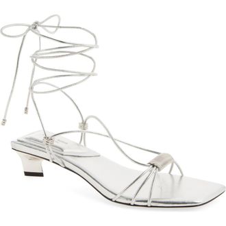 Rag & Bone Liv Ankle Wrap Kitten Heel Sandal in Silver at Nordstrom, Size 10.5Us