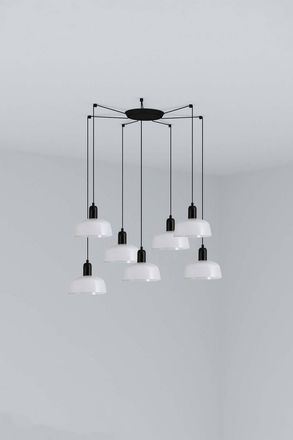 Netlighting Tatawin Small Cluster Pendant Ceiling Light Black Gloss White 7x E27