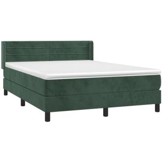 vidaXL Cama Box Spring Con Colch&oacute;n Terciopelo Verde Oscuro 140x200 Cm Vidaxl