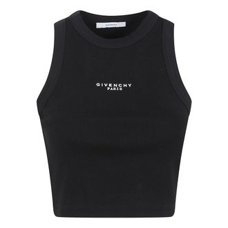 Givenchy Sleeveless Tops, female, Black, Size: S Cropped Logo Top