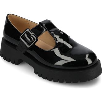 Journee Collection Suvi Mary Jane Loafer in Patent/Black at Nordstrom Rack, Size 9.5