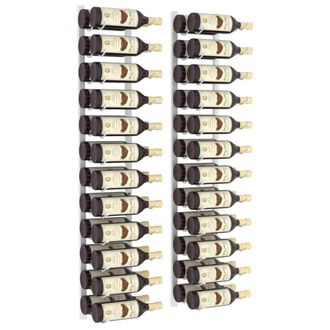 Berkfield Home Wall Mounted Wine Rack for 24 Bottles 2 pcs White Iron