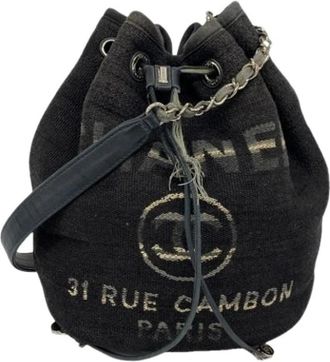 Chanel Pre-owned Bucket Bags, female, Black, Size: ONE SIZE Pre-owned Vintage Canvas Bucket Bag