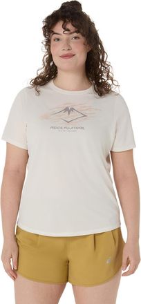 Asics Laufshirt ASICS FUJITRAIL LOGO SS TOP, Damen, Gr. XL, beige (cream), Obermaterial: 100% Polyester, Shirts Laufshirt