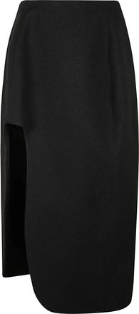 Jil Sander Midi Rok - Dames - Midirokken - Zwart - M - Wol - Rokken