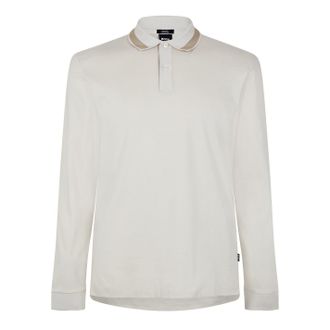 HUGO BOSS Heren Regular Poloshirt Met Lange Mouwen (Wit)