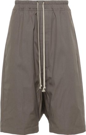 Rick Owens Pods drop-crotch shorts - men - Organic Cotton/Elastane/Buffalo Horn - 52 - Grey
