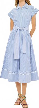Oliphant Belted Shirt Dress In Sconset Blue