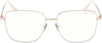 Tom Ford 56mm Square Optical Glasses in Shiny Ivory Enamel /Rose Gold at Nordstrom