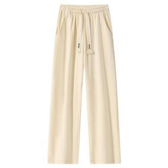 Generic Straight Leg Wide Leg Sweatpants for Men Baggy Fleece Sport Wide Legged Joggers Soft 2024 Relaxed Fit Solid Color Open Bottom Lounge Pants with Pocket