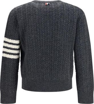 Thom Browne Anchor Intarsia Merino Wool Sweater - Gray