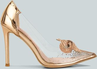 London Rag erika rhinestones embellished clear pump shoes