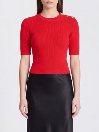 Elisabetta Franchi Top cropped in viscosa a coste con occhielli metallici