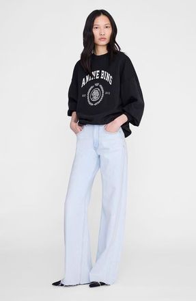 Anine Bing Miles Collegiate Sweatshirt in Vintage Black at Nordstrom, Size X-Small