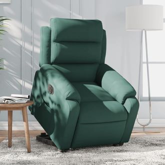 vidaXL Vidaxl - Sill&oacute;n El&eacute;ctrico Reclinable Elevable De Terciopelo Verde Oscuro