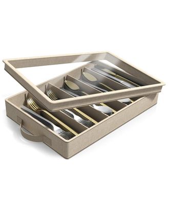 Sorbus Flatware & Utensil Storage With Zipper, Clear Lid, & Adjustable Divider