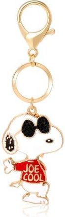Peanuts Joe Cool Keychain, Gold-Tone Enamel Bag Charm in White, Red at Nordstrom