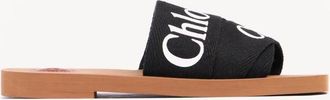 Chlo&eacute; Woody Slides In Linen And Leather