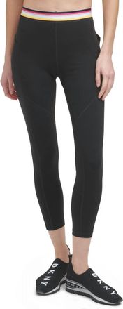DKNY Multi Stripe High Waist Leggings In Black