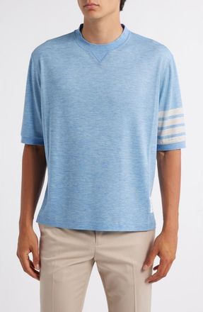 Thom Browne 4-Bar Virgin Wool Jersey T-Shirt in Light Blue at Nordstrom, Size 1